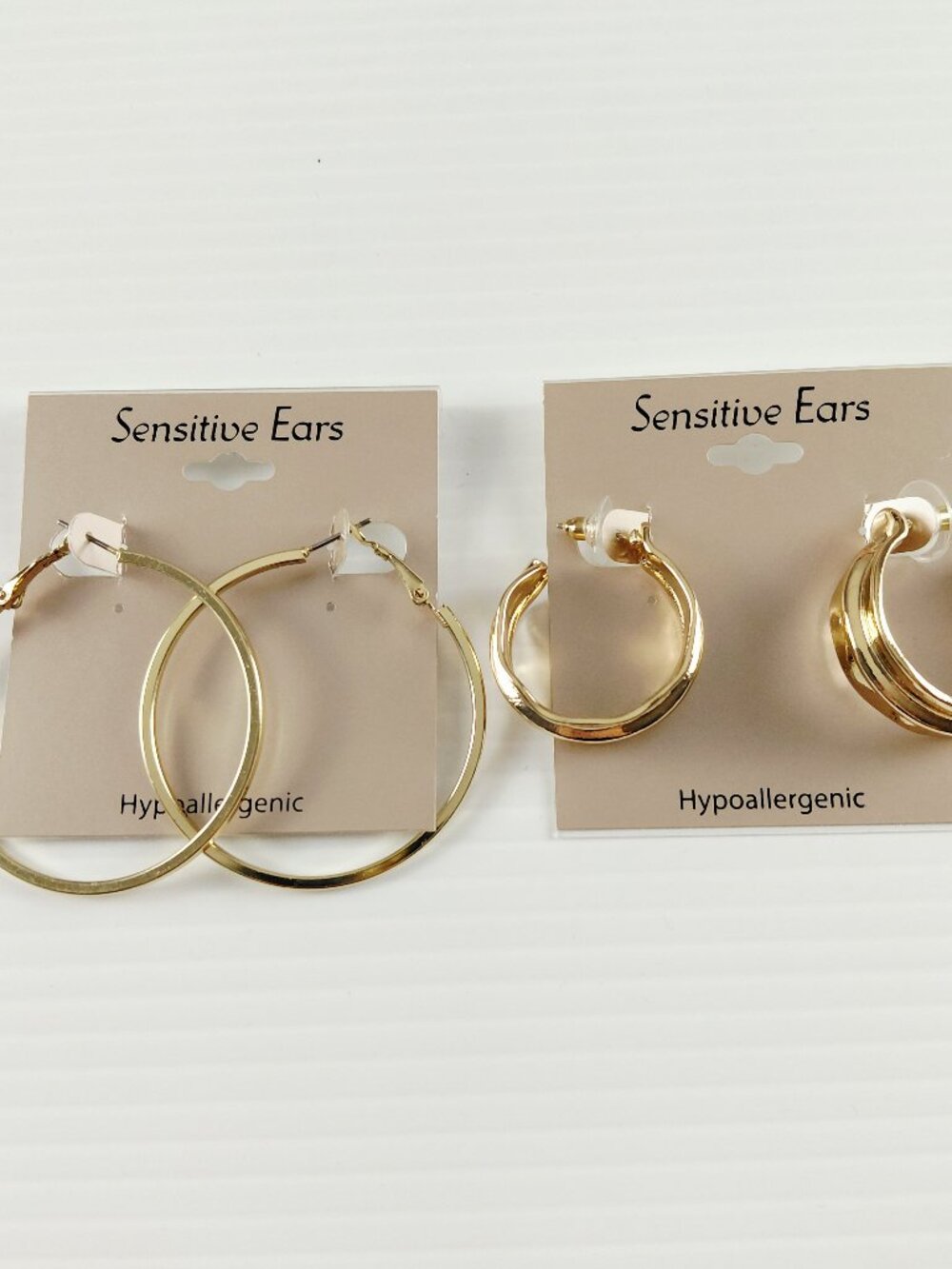 Sensitive Ears Gold Tone Hoop Earrings Bundle Hypoallergenic Fashion Jewelry